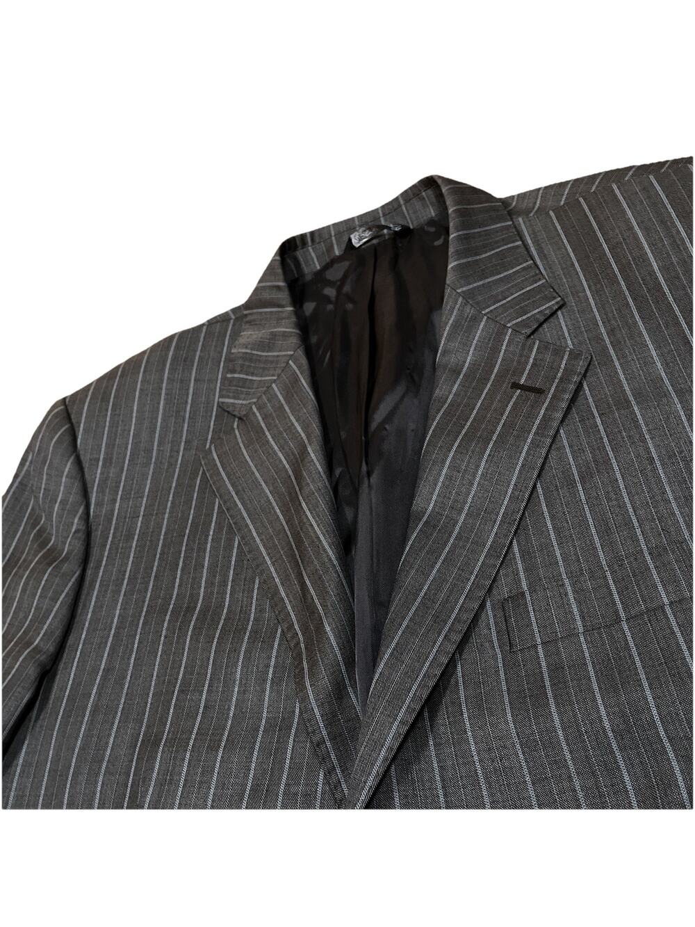 Ermenegildo Zegna Italy Made Brown Pinstripe Wool Silk Blazer 44 Tag 23.5”Across